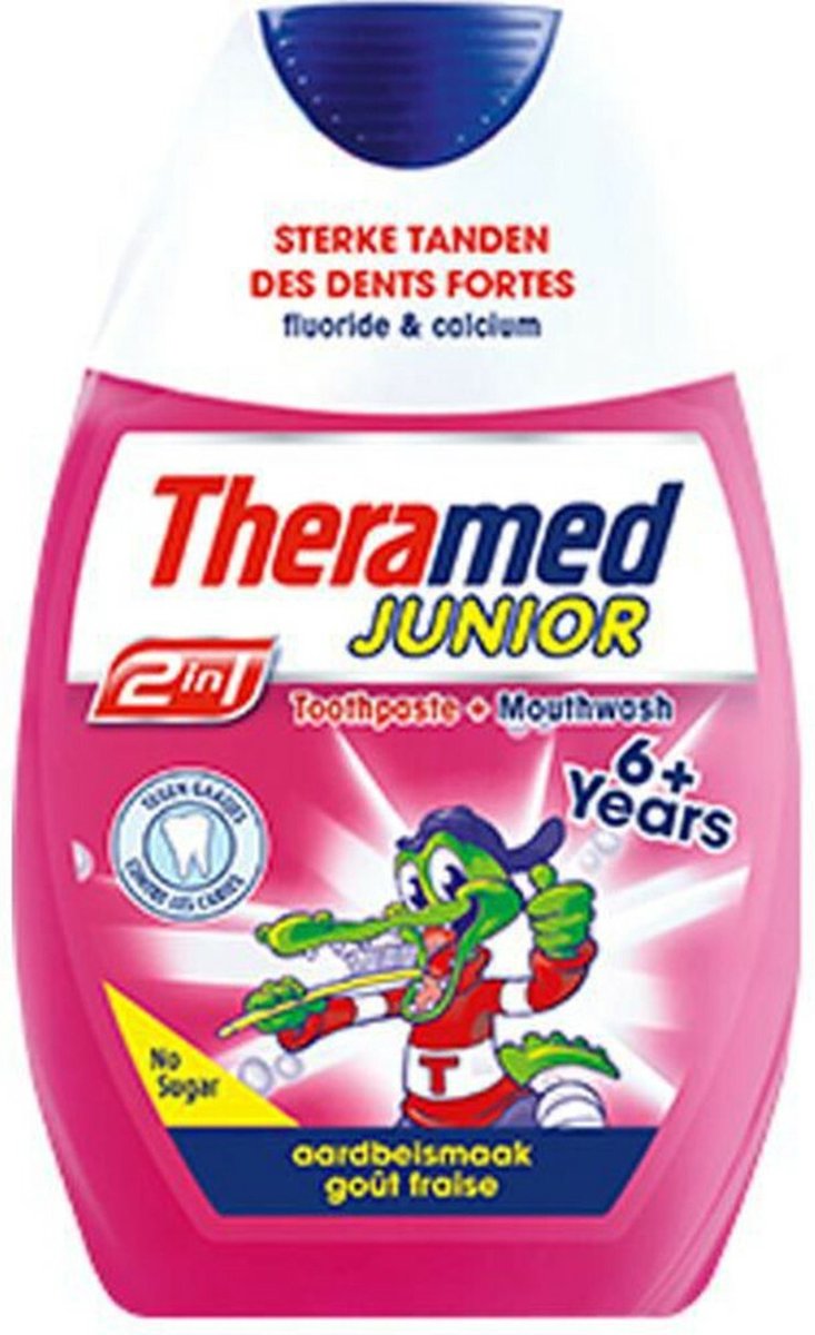 Goedkoopste Theramed 2in1 Junior Aardbei - 75 ml - Tandpasta
