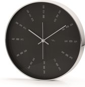 Philippi TEMPUS Wandklok  - Geluidloos uurwerk - Aluminium  - Zwart
