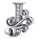 Tracelet - Zilveren bedels - Bedel sierletter J | Zilveren alfabet bedels | Ook geschikt voor Pandora | 925 Sterling Zilver - Pandora compatible - 925 Zilver Certificaat - In Leuke