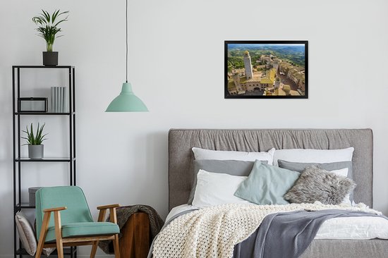 Photo encadrée - San Gimignano vu d'en haut près de la Toscane en Italie cadre photo noir 60x40 cm - Affiche encadrée (Décoration murale salon / chambre)