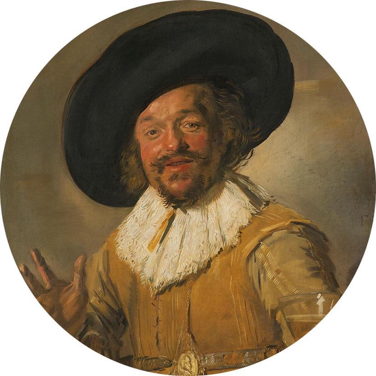 De vrolijke drinker, Frans Hals - Foto op Behangcirkel - ⌀ 60 cm