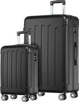 TRVLMORE Kofferset - 2 Delig - 38L Handbagage + 110L Ruimbagage - Lichtgewicht - Trolley - Reiskoffer Set - Zwart