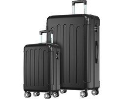 TRVLMORE Kofferset - 2 Delig - 38L Handbagage + 110L Ruimbagage - Lichtgewicht - Trolley - Reiskoffer Set - Zwart