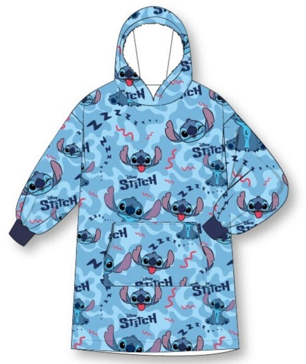 Lilo en Stitch Poncho Blauw - maat volwassen - Sweatstof