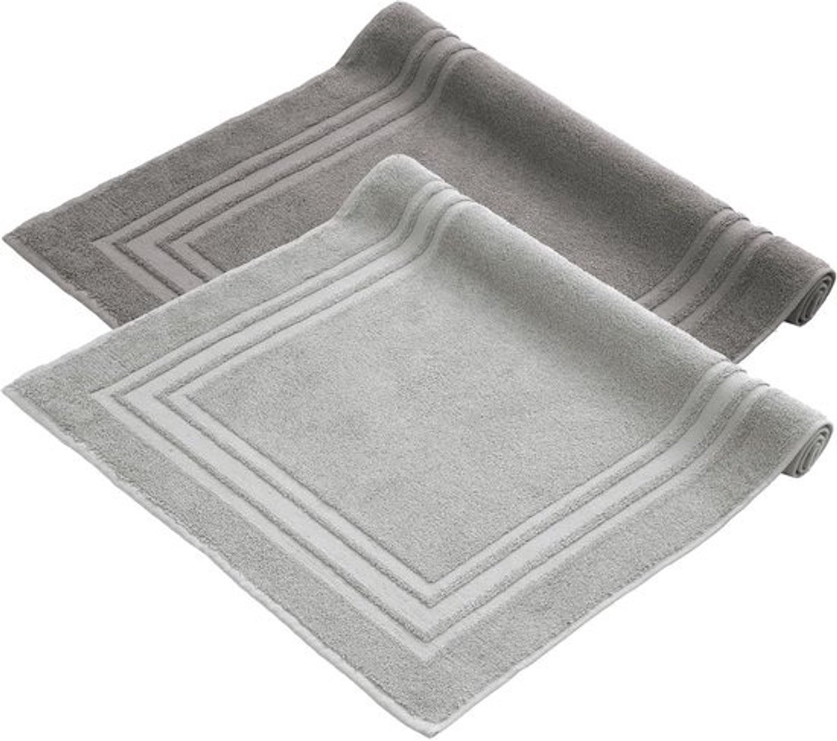 Badmat Set van 2 - Zachte en Absorberende Douchemat - 50x70 cm - Hotelkwaliteit - Antracietgrijs en Grijs - 100% Katoen