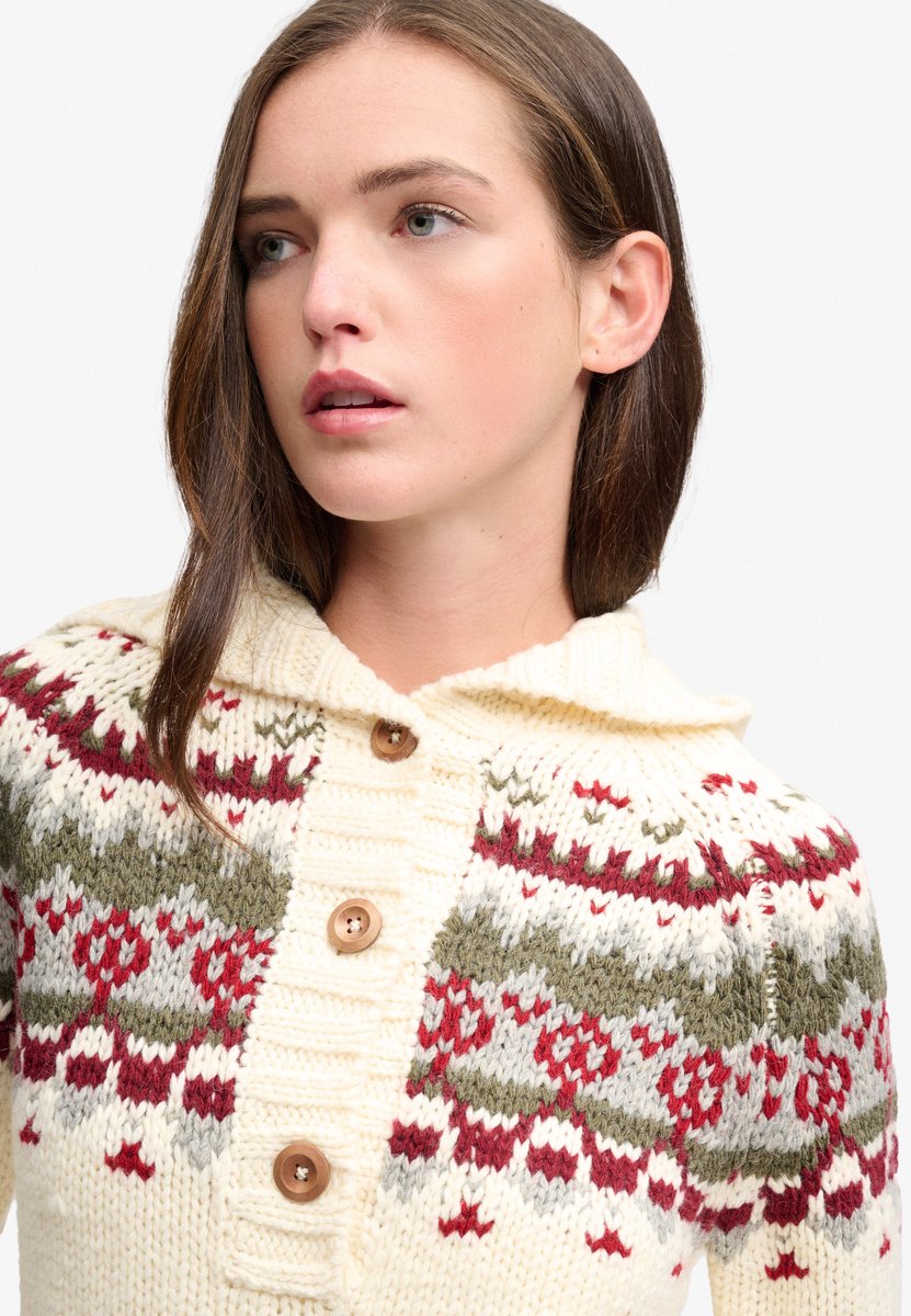 Superdry Fairisle 1/2 Button Hoodie relaxed pasvorm Dames Sweaters Multicolor
