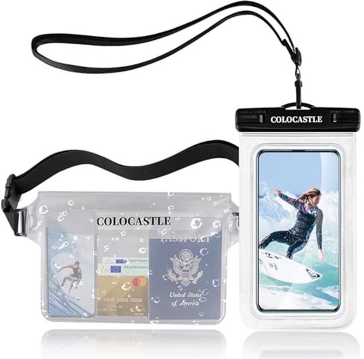 Waterdichte tas met verstelbare riem voor buitenactiviteiten, perfect voor kajakken, zwemmen en strand