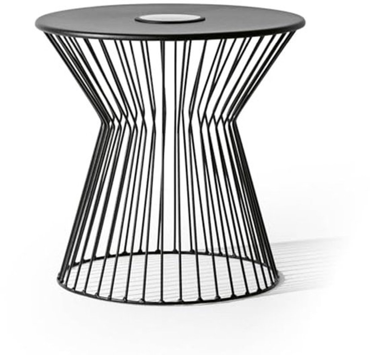 Bijzettafel met LED-verlichting - Tuintafel Salontafel - Sfeerverlichting Tuin - Zonne-energie en USB - 40 x 40 cm - Zwart