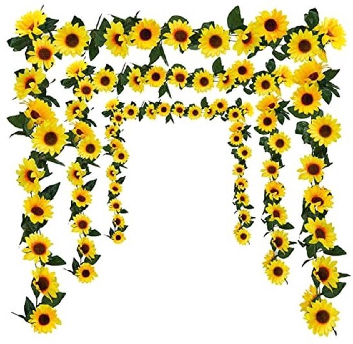 Kunstmatige zonnebloem slinger - 3 stuks voor binnen en buiten - 2,3 m lange decoratie voor feest en dagelijks gebruik