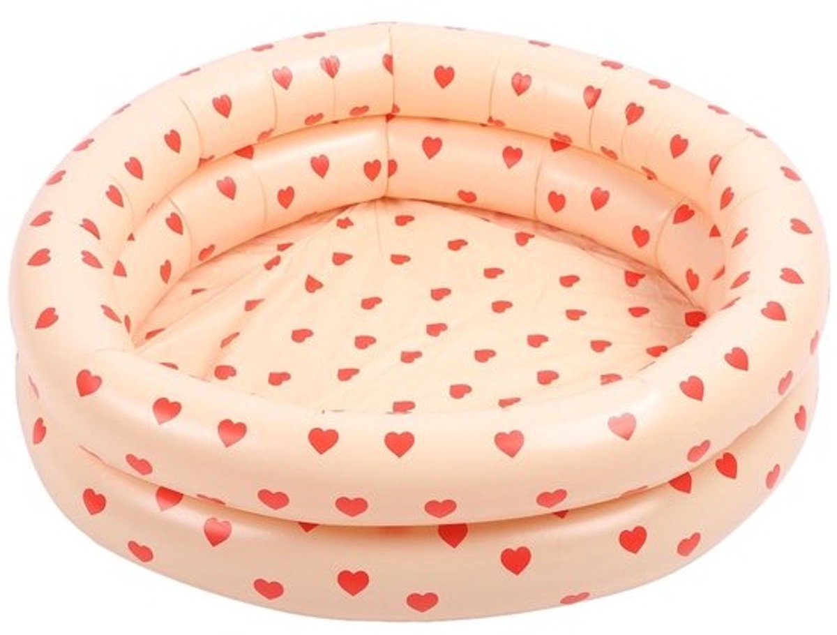 Dailygoody - Rond Opblaasbaar Zwembad - Vintage Hartpatroon - Dikker Kinderbad - Roze - Baby Zwembad - Geschikt voor Kinderen - Huis Oceaan Balle