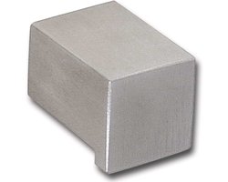 Meubelknop Epona knop vierkant breedte 12 mm, diepte 20 mm, geborsteld roestvrij staal, zilver, 12 mm