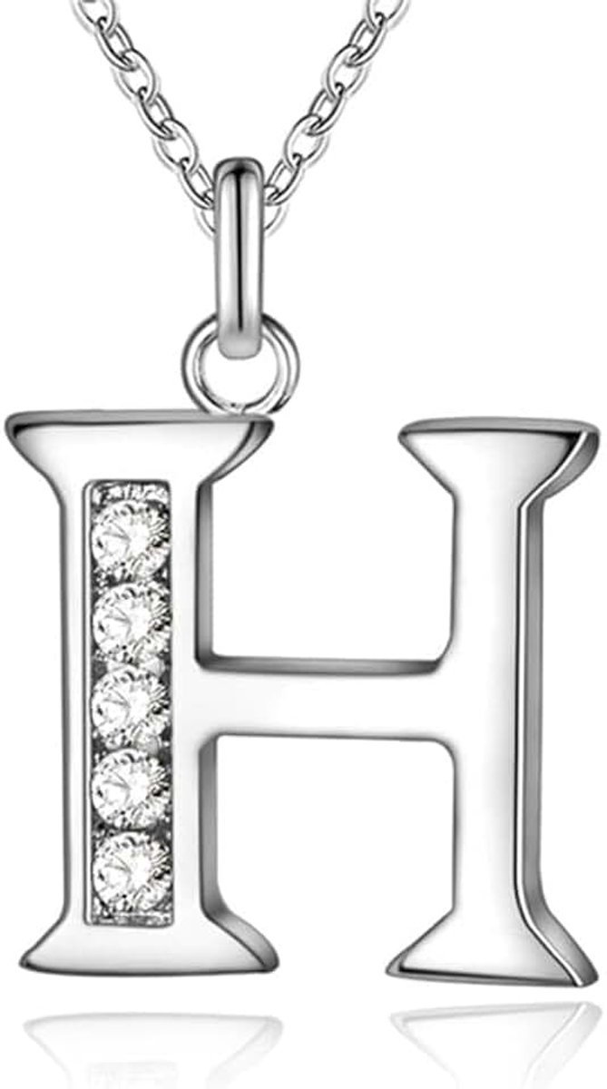 Letter H Dames Ketting met Zirkonia