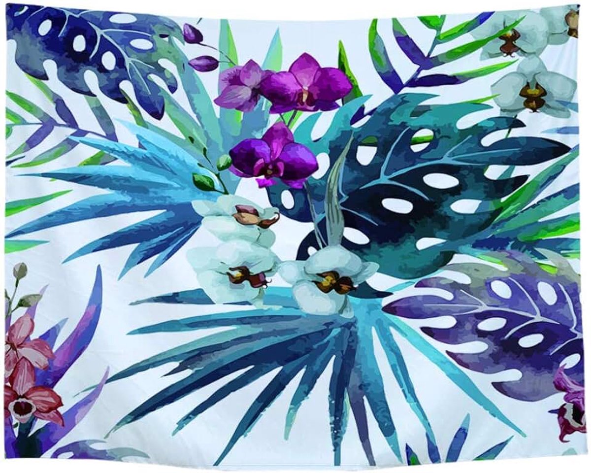 Sketch Art Wandtapijt voor Slaapkamer Woonkamer Dorm Bloemen en groene bladeren tapijt/wanddeken/strandhanddoek