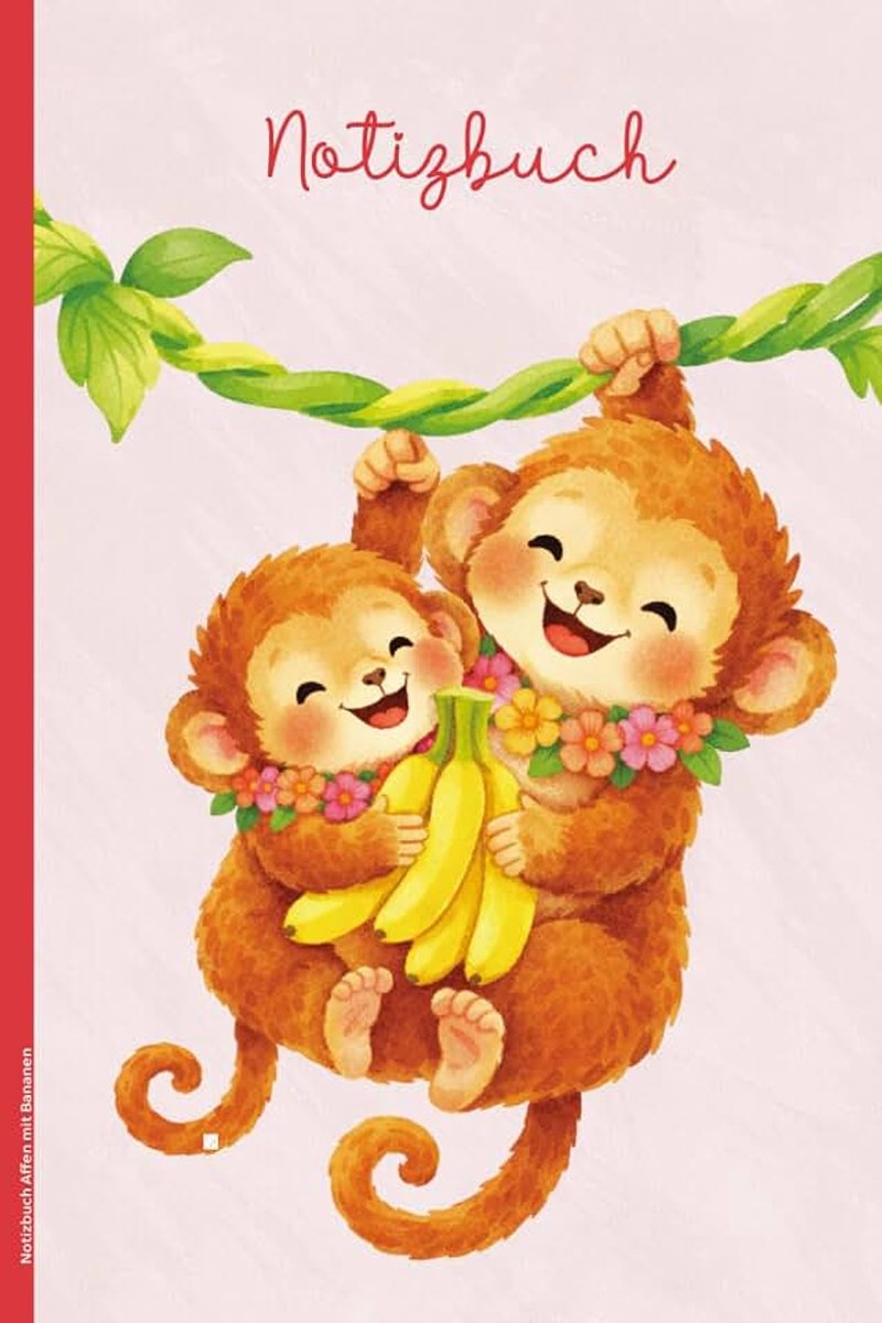 Affen mit Bananen: Buch für Notizen niedliche Äffchen auf Notizheft A5 liniert als Tagebuch und Schreibheft Geschenk mit Affe und Bananen Motiv für Affenliebhaber und Obst Fans