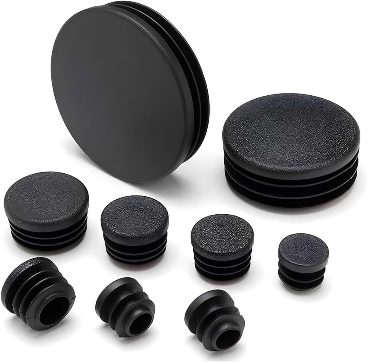 Rond Ø 20 mm, 4 stuks eindkappen stalen buis, buisafdekking van hoogwaardig kunststof, ronde buisstoppen voor ronde buizen, zwart
