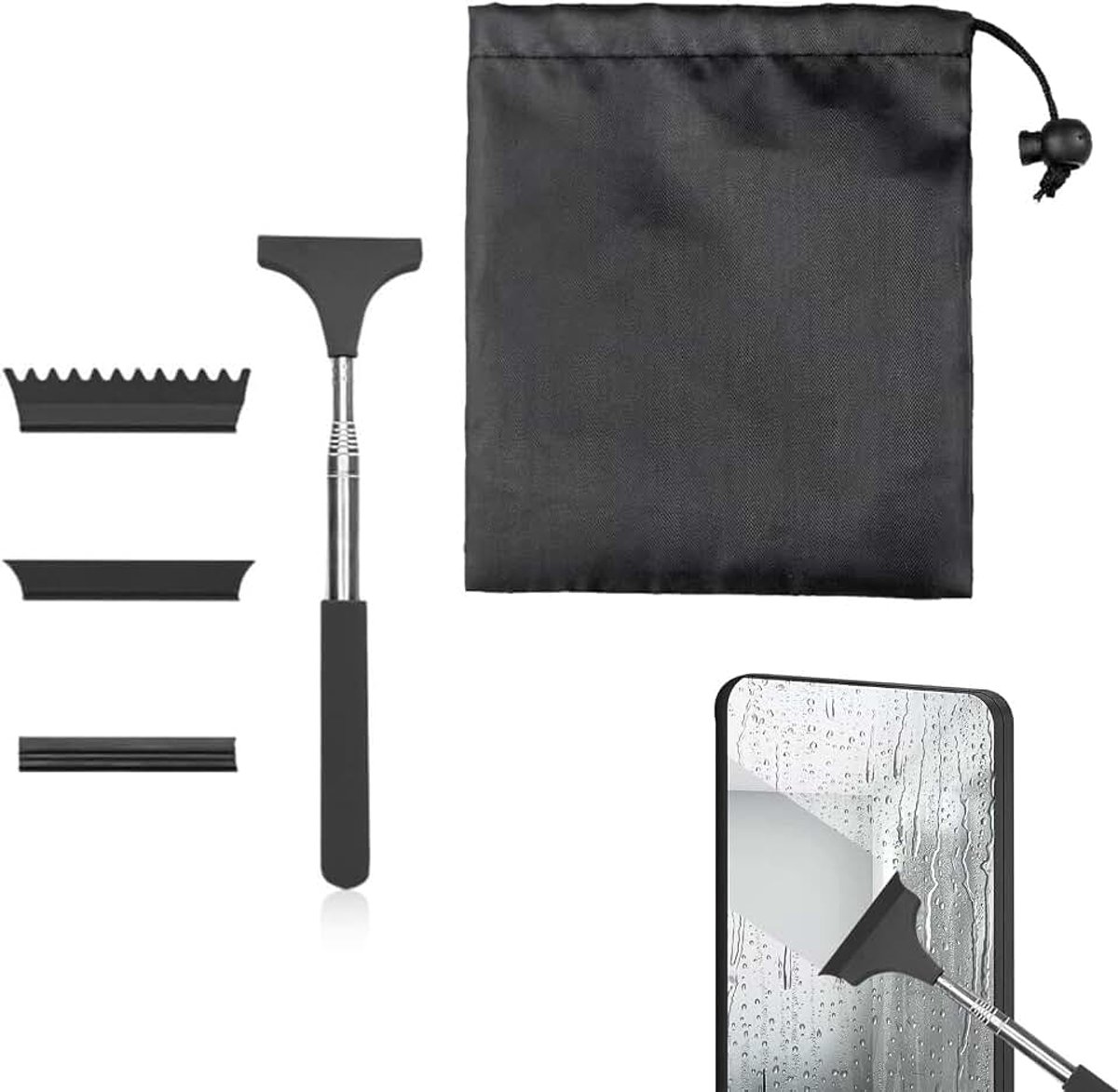 5 Auto achteruitkijkspiegelwisser, intrekbare automatische glaswisser Professionele Raamwisser Auto - Intrekbare Zijspiegelwisser & Douchewisser voor Badkamer - Uitbreidbaar tot 103 cm
