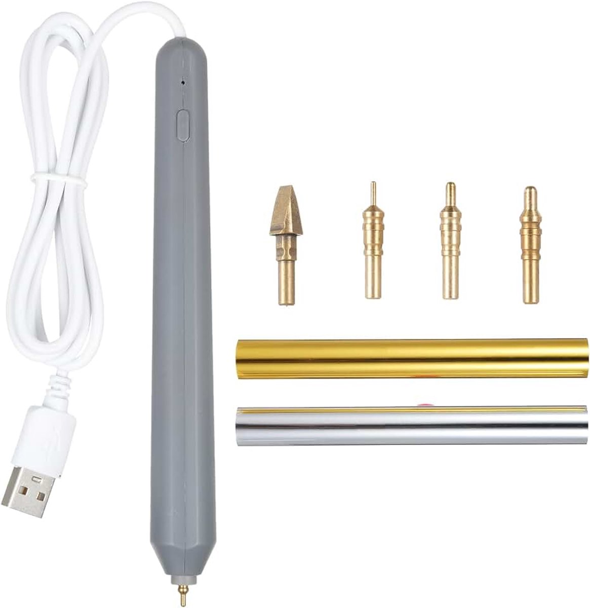 Foliestiften, USB-hete foliestift voor scrapbooking-gereedschapssets, gouden en zilveren hete folierol voor kaarten maken, knutselen, scrapbooking, tekenpen met USB-kabel, DC 5 V