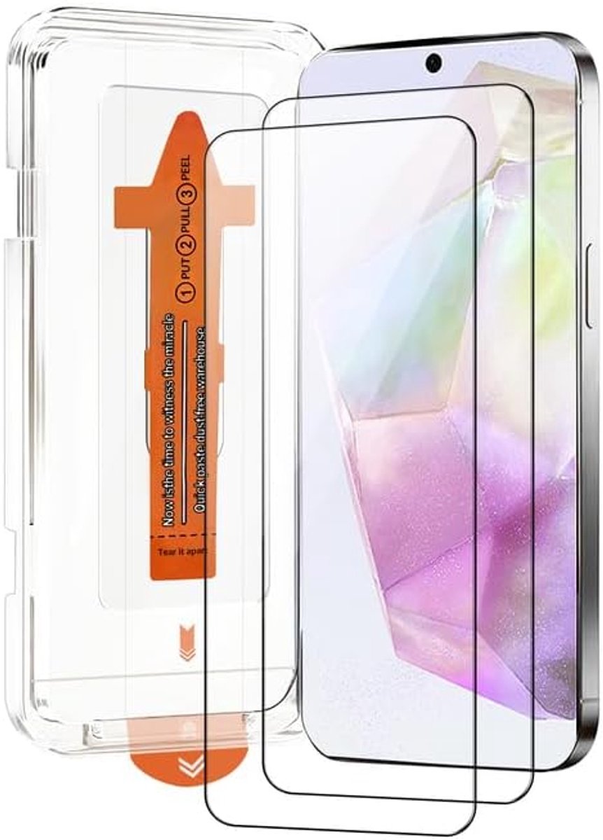 Chejuza Gehard glas voor Samsung Galaxy A35 [2 stuks], snelle installatie, volledige afdekking, luchtbelvrij, hardheid 9H, glas, hoge resolutie, displaybeschermfolie