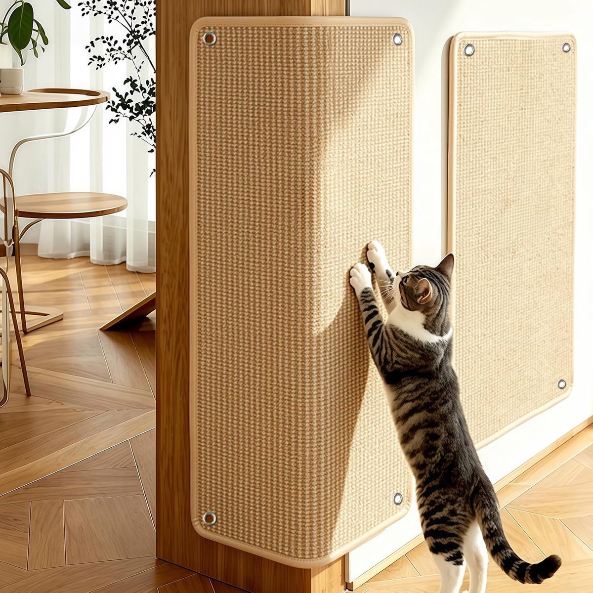 Krabmatten voor katten, meubelbeschermers tegen kattenkrabbank, sisal, krasbescherming voor bank, hoek, deur - geel, 60 x 25 cm
