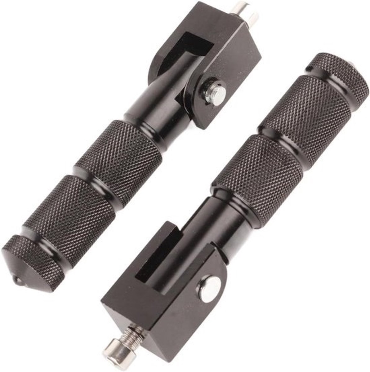 Opvouwbare Voetsteunen Voor Bromfiets 2 Stuks Aluminium Pedalen Voor Motorfiets Elektrische Auto 8Mm Universele 90 Graden Opvouwbare Ondersteuning Rod - Zwart