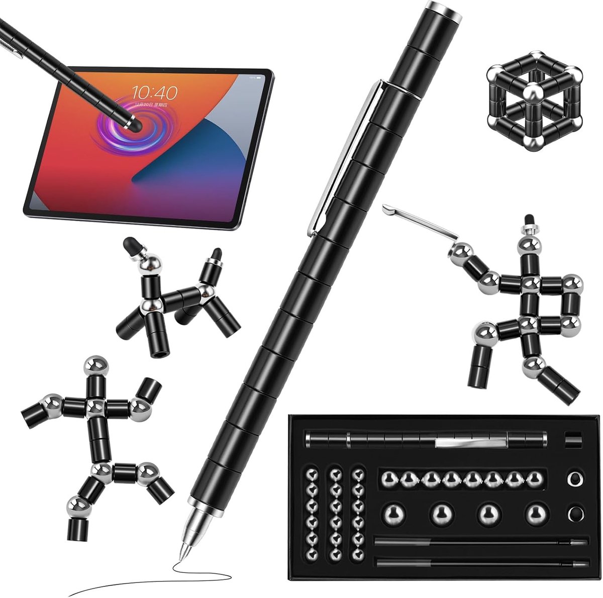 Pen, multifunctionele magnetische balpen, grappig cadeau voor mannen, magnetische fidget pen, stressvermindering, drukbalpen, voor mannen en tieners