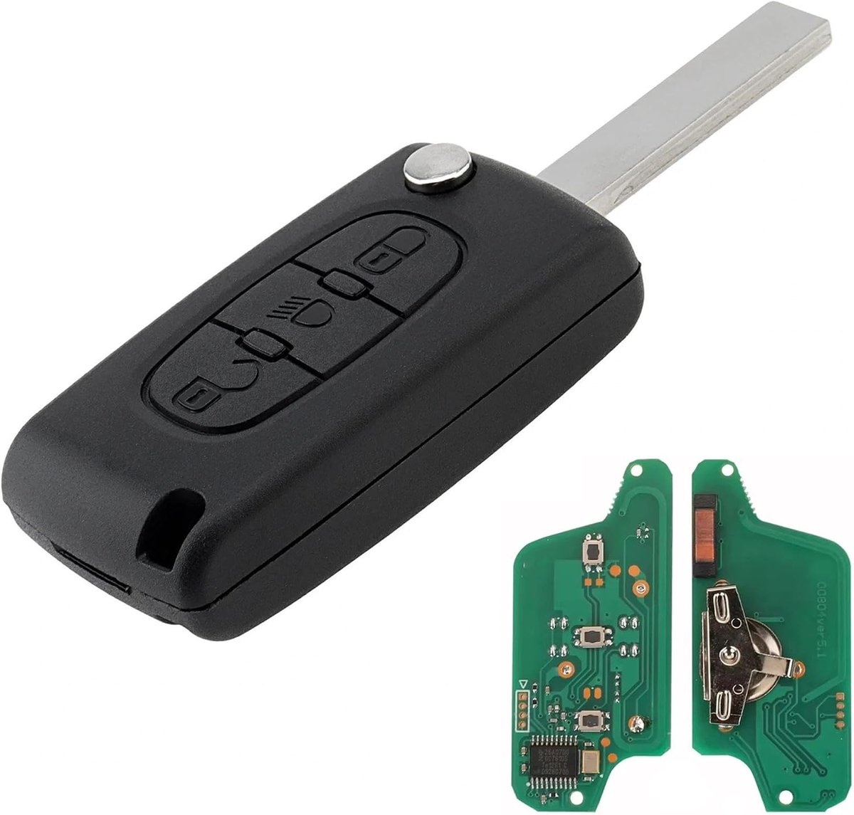 Horse FSK 433MHz autosleutel behuizing afstandsbediening met 3 toetsen reservesleutel afstandsbediening CE0523 voor Peugeot 207 307 407 607 C2 C3 C4 C5 Berlingo Picasso met PCF7941 Chip HU83