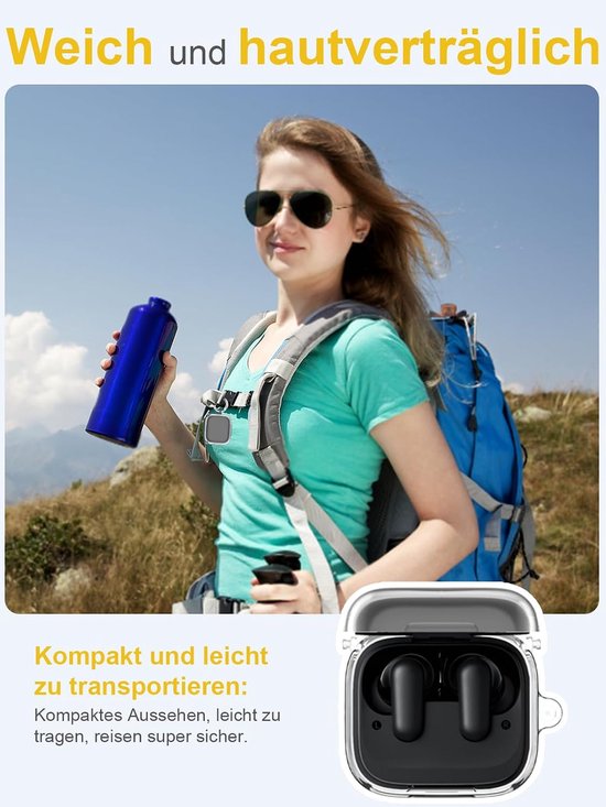 Hoes voor Anker Soundcore P30i draadloze hoofdtelefoon, daunke PC-harde schaal, beschermhoes, huidvriendelijke etui met ronde gesp, volledige bescherming, transparant — afbeelding 5