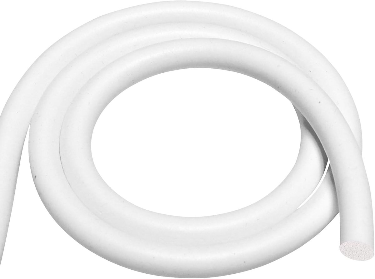 Schuimrubberen afdichtingsstrip 12 mm diameter x 6 m, rond, siliconen sponsrubber, weerstrippingskoord voor deur en raam, achterstang, doe-het-zelf pakking, wit