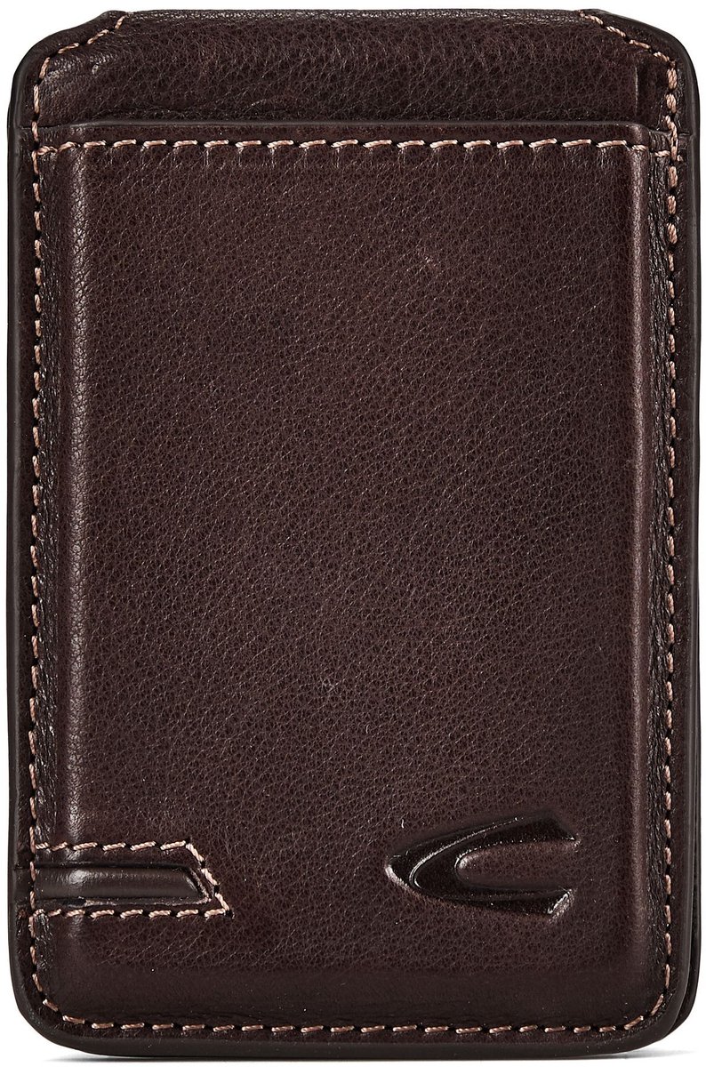 camel active Leren kaarthoes Hill Magnetic Flip Wallet Dark Brown donkerbruin