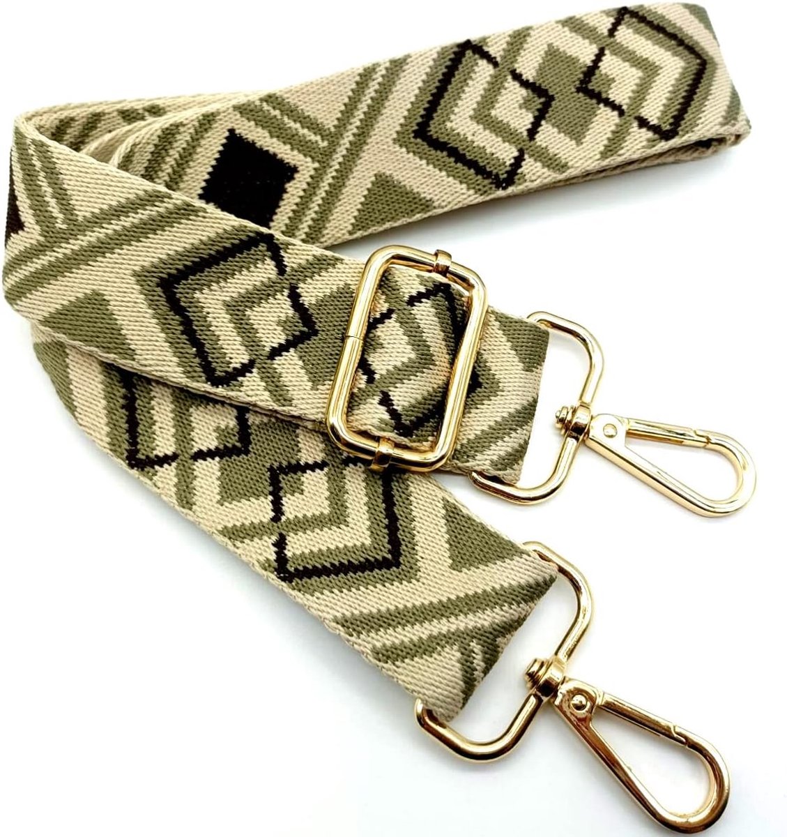 Schouderriem voor tassen, groen, tasriemen om te wisselen, tasriem, breed met karabijnhaak, goud, 80-130 cm, draagtas, voor dames, schoudertas, moderne handtas, 3,8 cm, 19