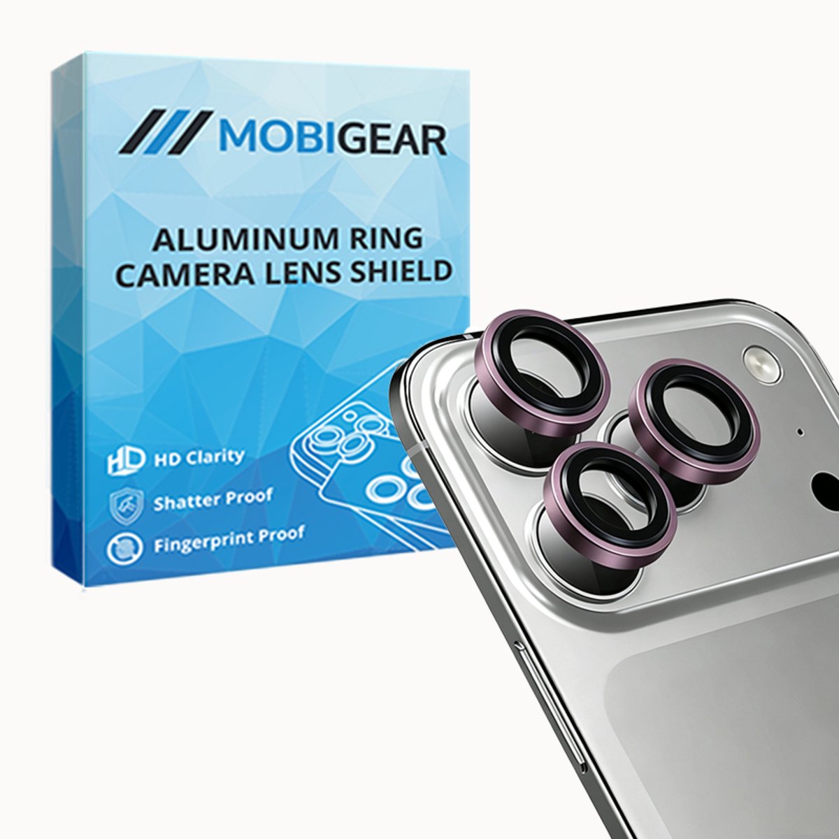 Mobigear Screenprotector geschikt voor Apple iPhone 18 Pro Glazen | Mobigear Single Lens Camera Lens Protector - Case Friendly - Cherry Red