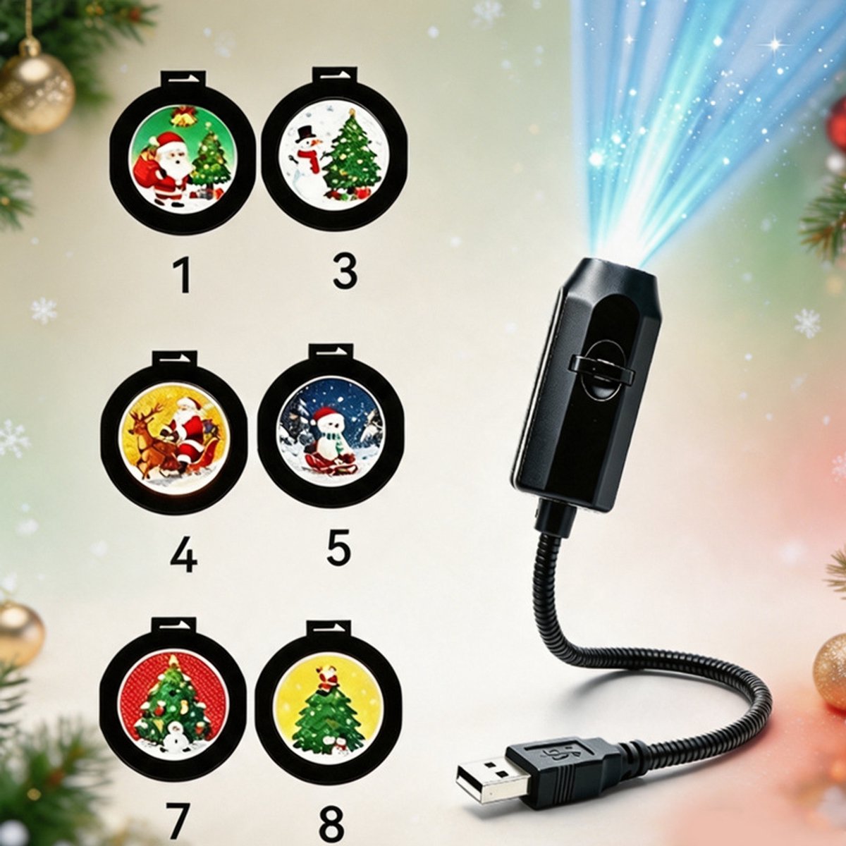 Plug and Play HD /Kerstprojector /Halloween, 6 feestelijke scènes(A)