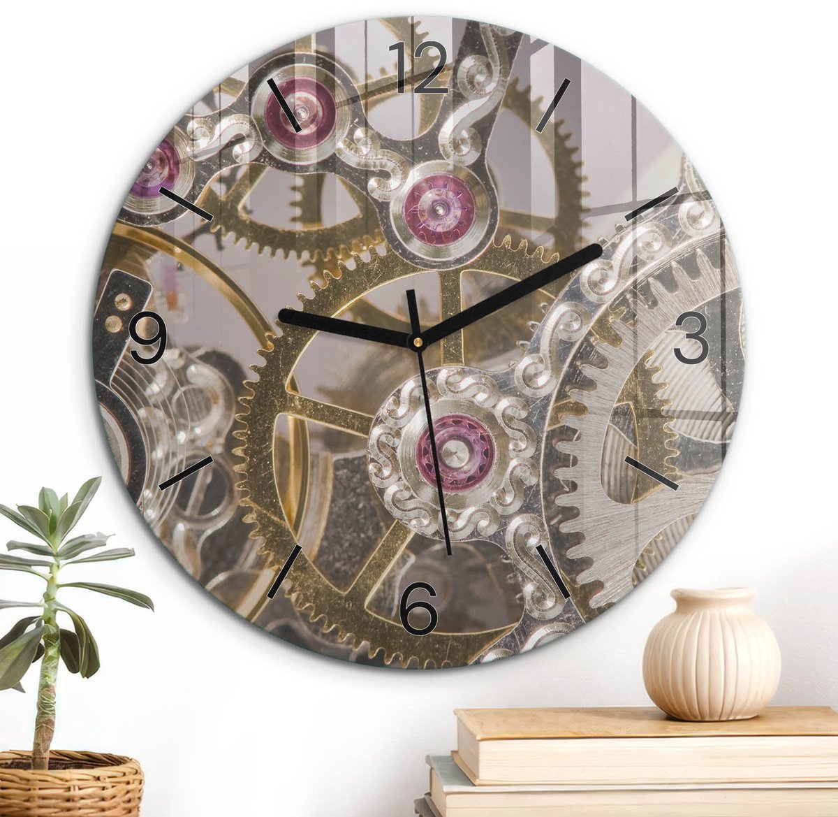 ArtPrintCave Grijs Glazen Klok - Wandklok 30 cm - Muurklok Rond - Klokmechanisme Unieke Klok - Abstractie Stille Wandklok - Zwarte Klokwijzers