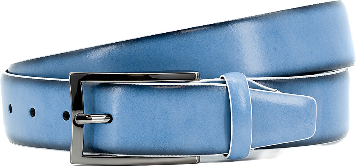 LINDENMANN leren heren riem - blauw