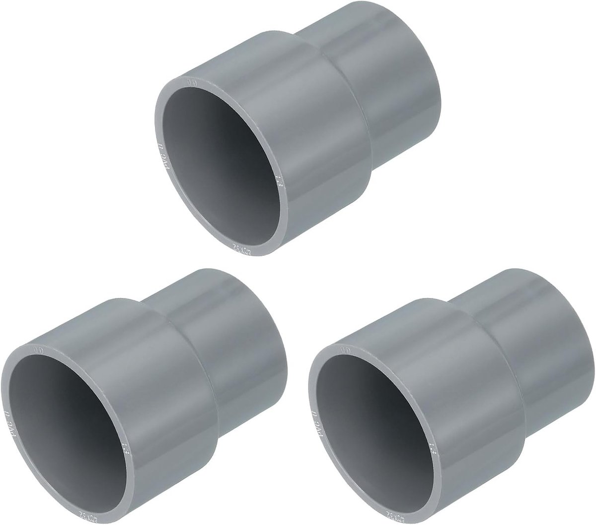 3 Stuks PVC Buiskoppelingen 40mm x 32mm, Verminderende Koppeling voor Tuin, Landbouw en Irrigatie, Grijze Adapter voor Waterleidingen