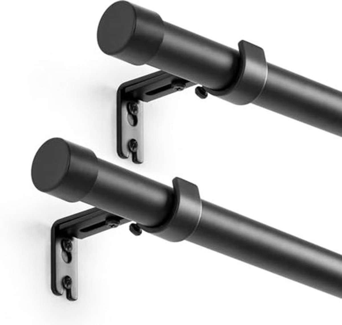 Verstelbare Heavy Duty Gordijnroede 104 tot 160 cm - Matzwart, 2,5 cm, 13,6 kg Belasting