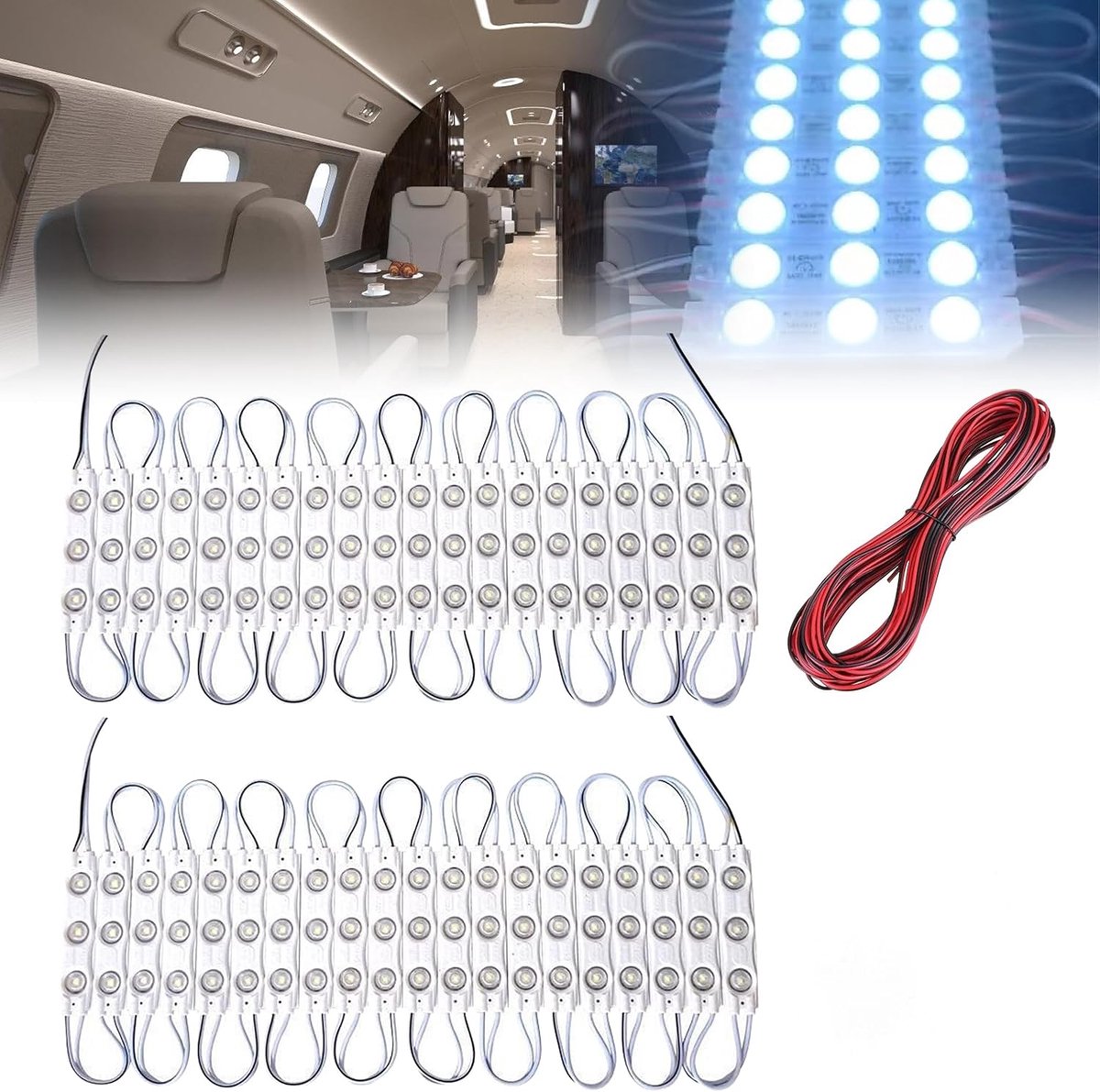 120 leds auto binnenverlichting stripverlichting 12 V interieur licht auto leeslamp binnenverlichting auto led plafondverlichting kit met verlengkabel binnenlichtbalk, voor bestelwagen caravan
