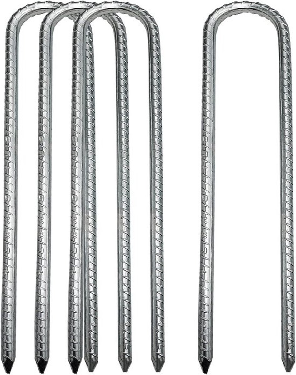 U-vormige metalen grondankers voor tuin en camping - 4 stuks, 30 cm