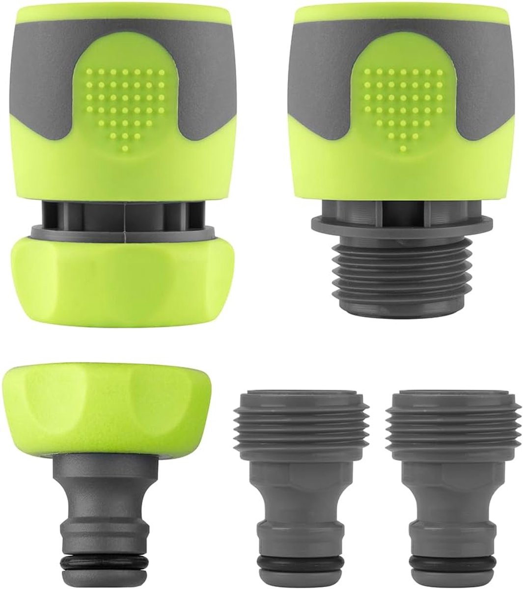 HFZGAK14 Tuinslang Quick-Connect fittingen, 5-delige koppeling en stekkerset, ZillaGreen