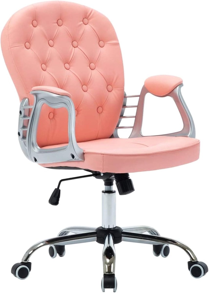 Chesterfield Bureaustoel, draaibare wielen van kunstleer, draaistoel, stoel met wielen, stoel met wielen, rolstoel, Chesterfield kantoor