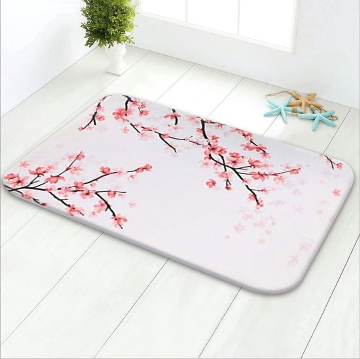 Roze bloem badmat 24"x16" voor badkamer - comfortabel en machinewasbaar