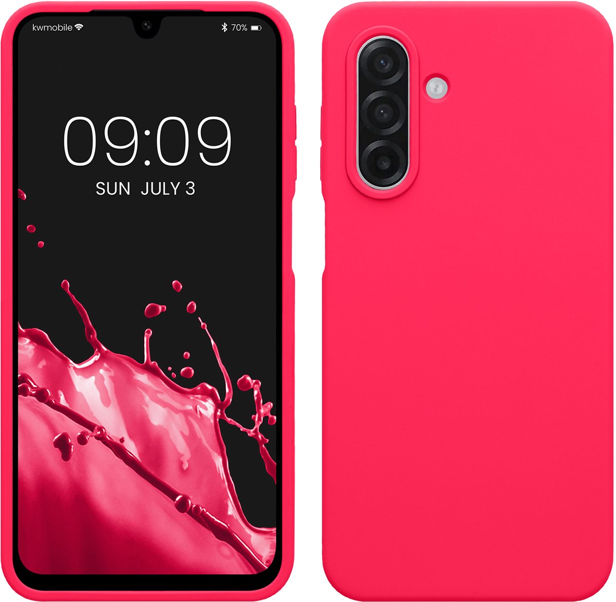 kwmobile telefoonhoesje geschikt voor Samsung Galaxy A18 4G / 5G - Hoesje met siliconen coating - Smartphone case in neon roze