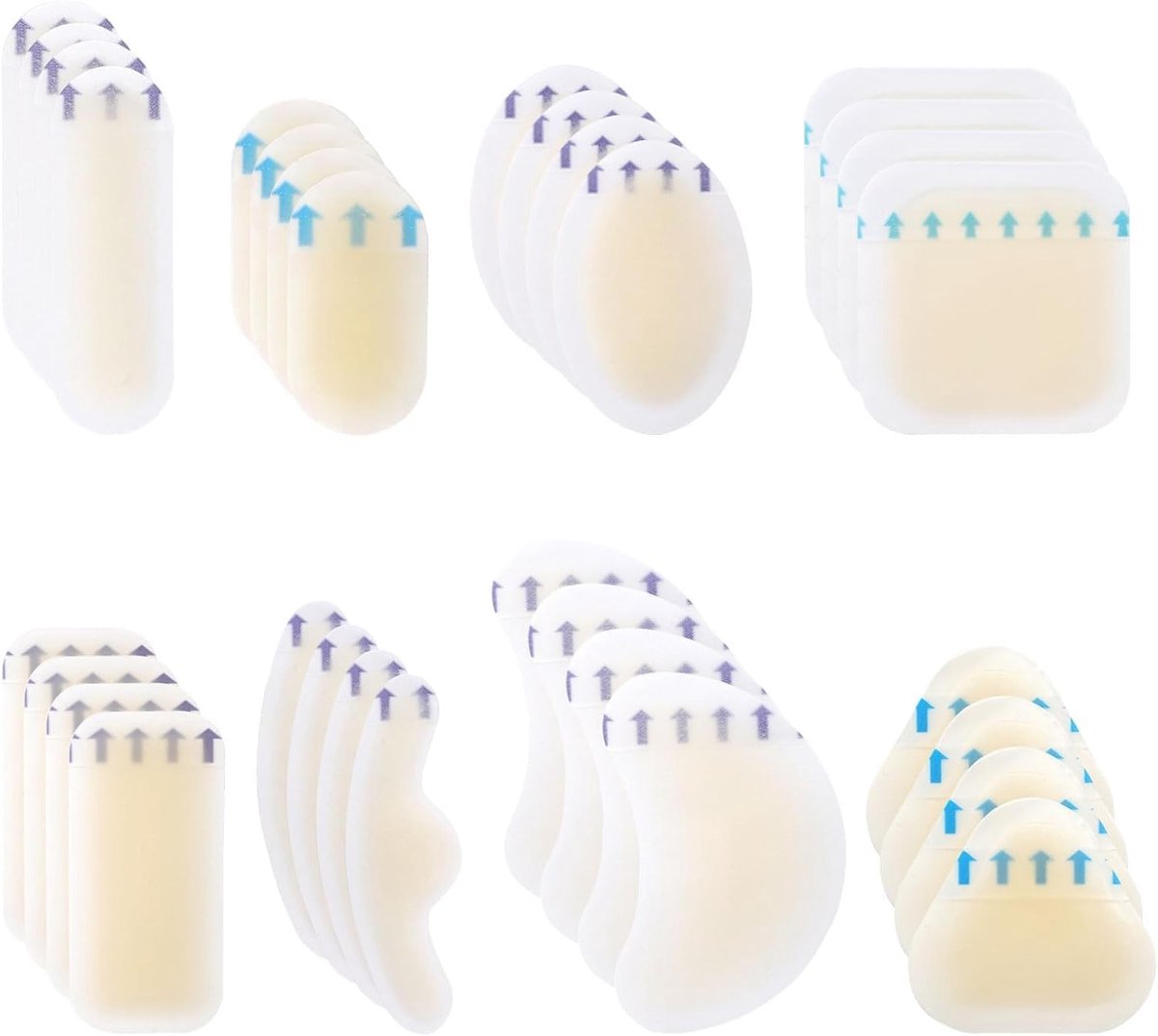 Grote Set van 32 Hydrocolloïde Blisterpleisters voor Hielen, Tenen en Voeten – Bescherming en Genezing van Huidblaren tijdens Wandelen