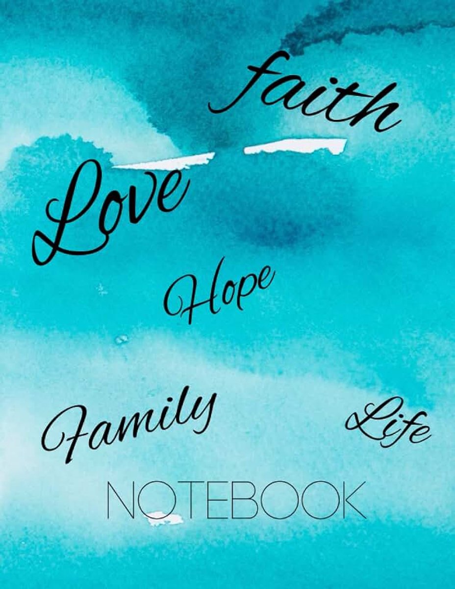Love, Hope, Family Blue Background Notebook