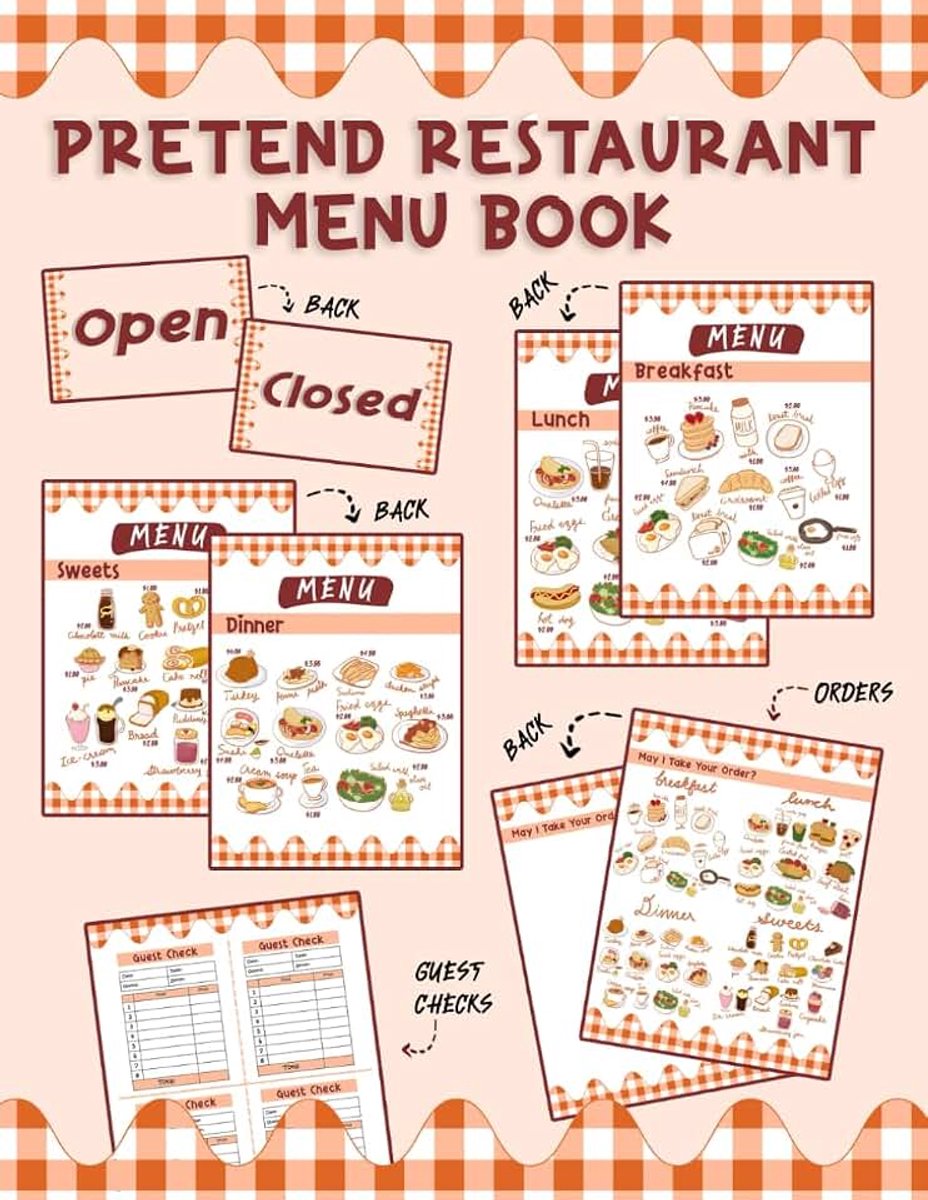 Restaurant Menu Book For Kids: Menu comes with breakfast, lunch, dinner, and sweets selections and their prices