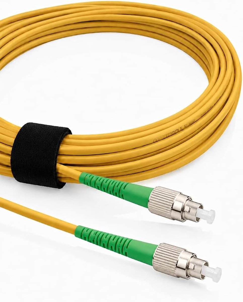 Elfcam - 1m Glasvezelkabel FC/APC naar FC/APC Singlemode Simplex OS2 9/125μm, LSZH, G657A2, Glasvezel Patchkabel voor FTTH Netwerken, Lage Verlieswaarde, Geel