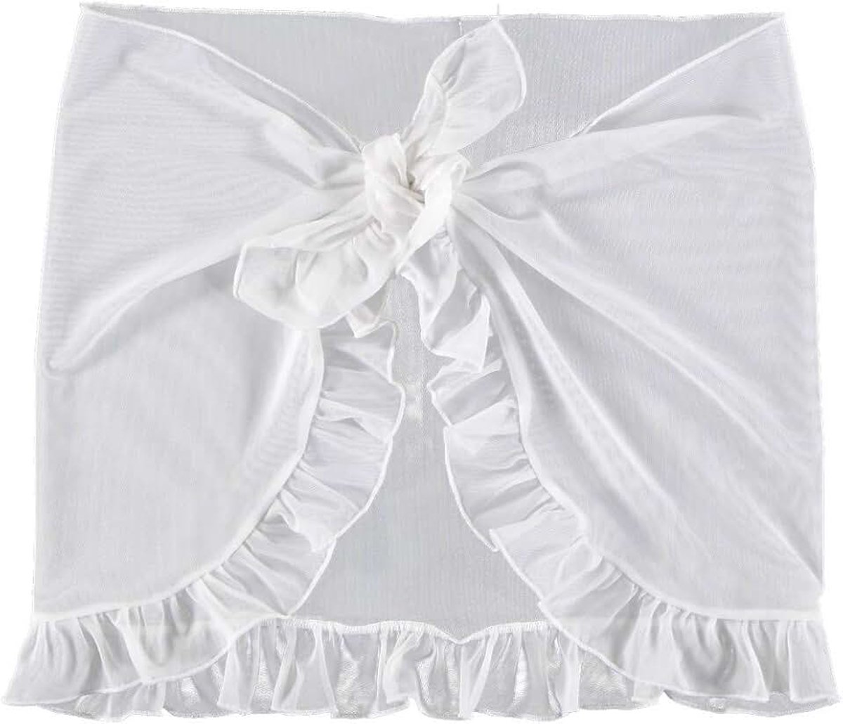 Ilou Pareo van tule, eenkleurig, met ruches - - Taille Unique