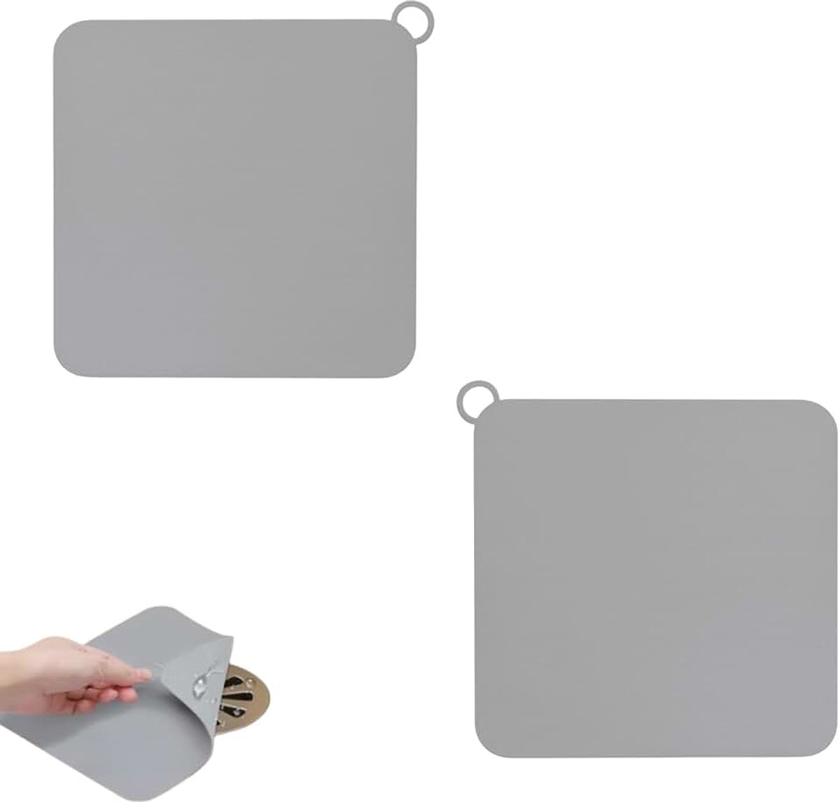 Afvoerstoppen, 20 × 20 cm, geurremmend, voor douche, keuken, badkamer, toilet (grijs)