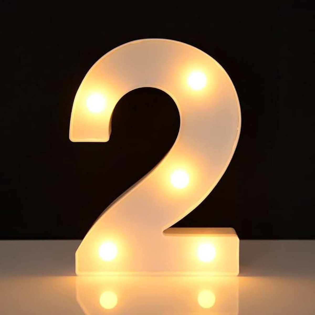 Lichtgevend Cijfer 2-22 cm - Wit - LED