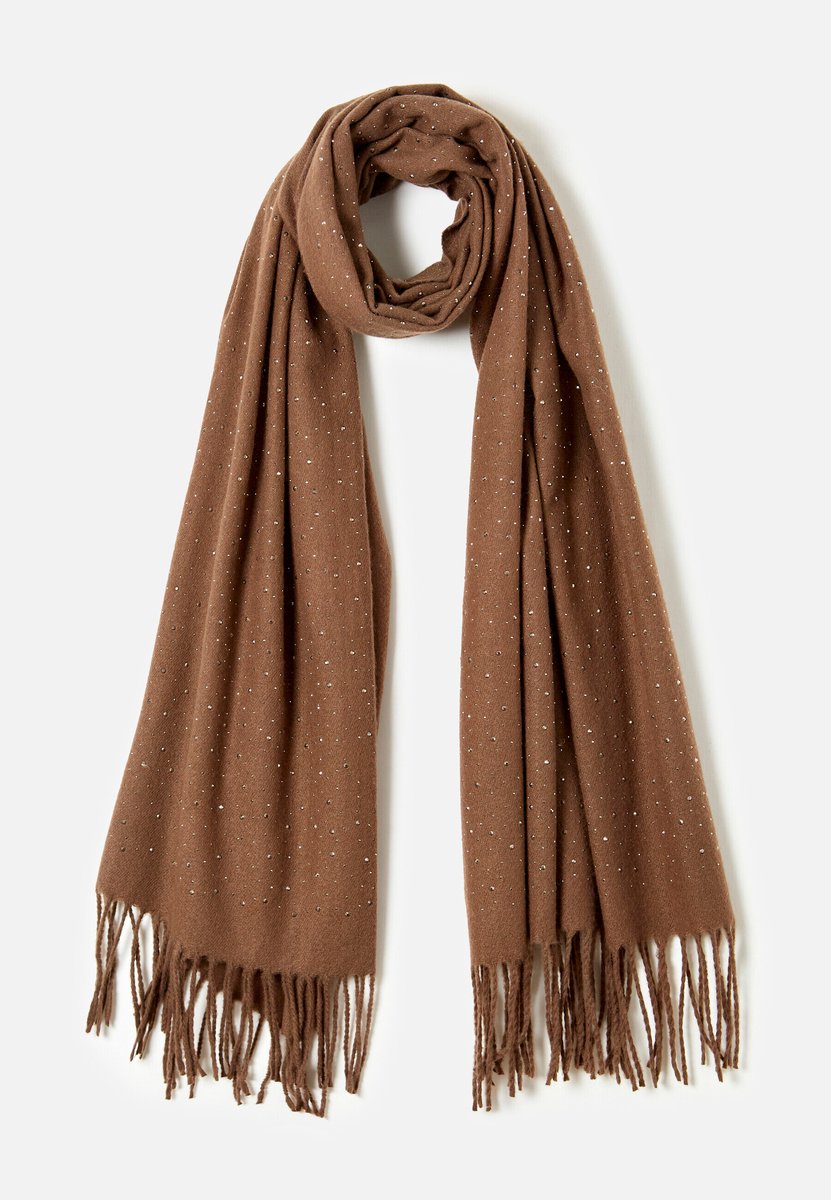 Damart - Zachte sjaal met strass-steentjes - Dames - Bruin - Eén maat